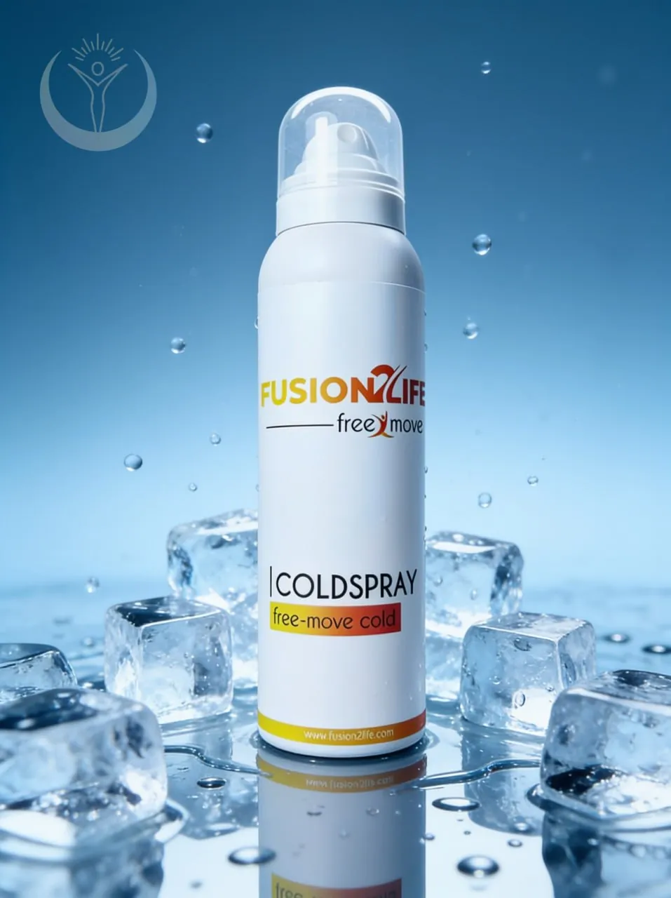 Fusion2Life Coldspray zwischen Eiswürfeln